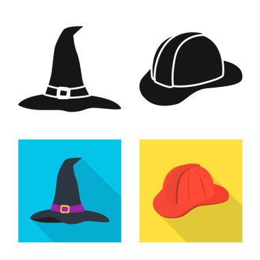 Giyim ve kap simge vektör tasarımı. Giyim ve hisse senedi için bere vektör simge koleksiyonu.