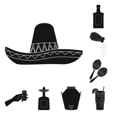 Karnaval vektör tasarımı ve ulusal logo. Web için karnaval ve tekila stok sembolü Koleksiyonu.