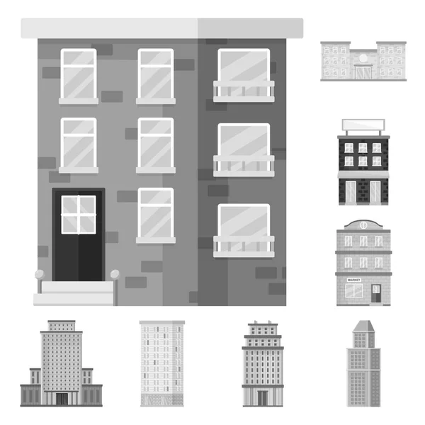 Vektorillustration der Konstruktion und des Stadtlogos. Set aus Konstruktion und Vektordarstellung im Zentrum. — Stockvektor