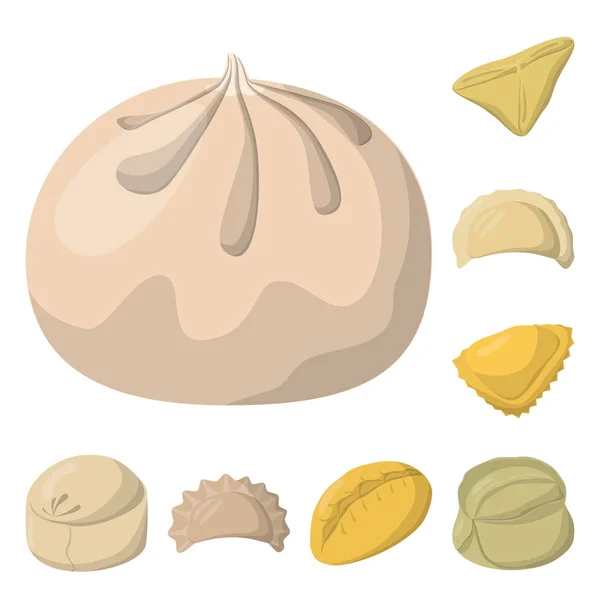 Conception vectorielle de boulettes et logo alimentaire. Collection de boulettes et de bourrelets symbole pour la toile . — Image vectorielle