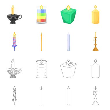 Gevşeme ve alev simge vektör tasarımı. Gevşeme ve hisse senedi için balmumu vektör simge kümesi.