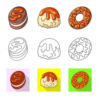 Şekerlemeler ve mutfak logo vektör tasarımı. Şekerlemeler ve ürün stok vektör çizim koleksiyonu.