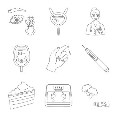 Mellitus ve şeker hastalığı işaret yalıtılmış nesne. Hisse senedi için mellitus ve diyet vektör simge kümesi.