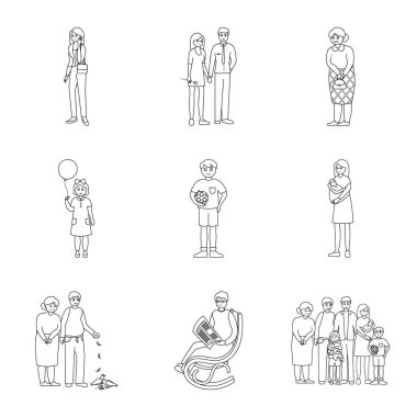 Mutlu ve karakter logosu vektör tasarımı. Stok için mutlu ve portre vektör simgesi koleksiyonu.