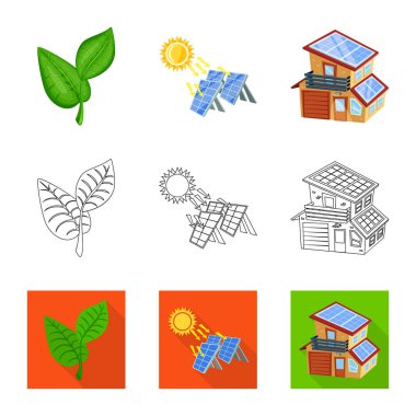 Yenilik ve teknoloji logo yalıtılmış nesne. Yenilik ve hisse senedi için doğa vektör simge kümesi.