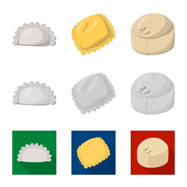 Ilustración vectorial de productos y logotipo de cocina. Colección de productos y aperitivo símbolo de stock para web . — Vector de stock