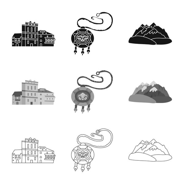 Vector illustration of culture and sightseeing symbol. Set of culture and originality vector icon for stock.