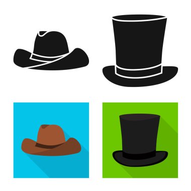 Giyim ve kap simge vektör tasarımı. Giyim ve hisse senedi için bere vektör simge koleksiyonu.