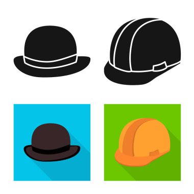 Giyim ve kap simge vektör tasarımı. Giyim ve hisse senedi için bere vektör simge koleksiyonu.