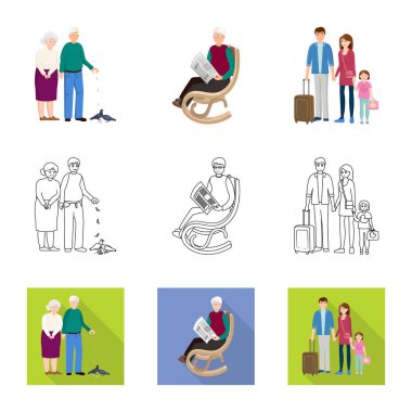 Karakter ve avatar logo vektör Illustration. Web için karakter ve portre hisse senedi simgesi kümesi.