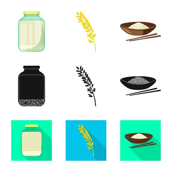 Vectorillustratie van gewas- en ecologische logo. Collectie van gewas en koken aandelensymbool voor web. — Stockvector