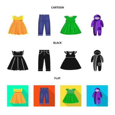 İllüstrasyon işareti moda ve hazır giyim, vektör. Hisse senedi için moda ve pamuk vektör simge topluluğu.