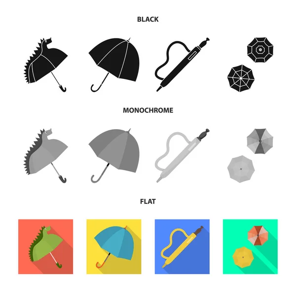 Illustration vectorielle de protection et symbole fermé. Ensemble de protection et icône vectorielle pluvieuse pour stock . — Image vectorielle