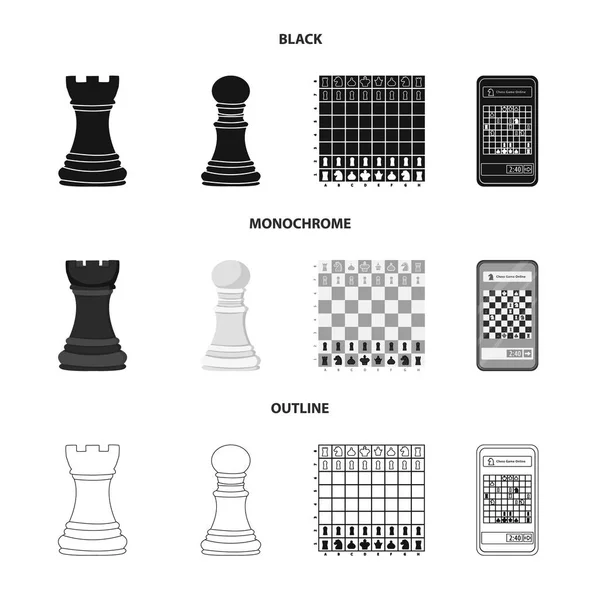 Vektor design av schackmatt och tunn tecken. Samling av schackmatt och målet vektor ikonen för lager. — Stock vektor