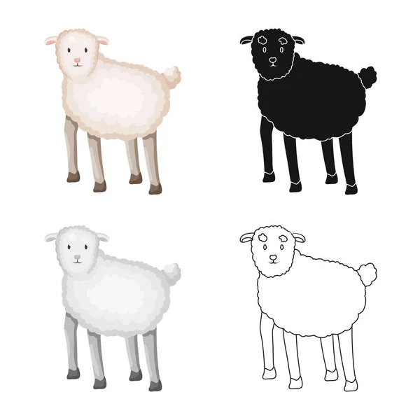 羊とアニマ記号のベクトルデザイン。ウェブ用羊と子羊のストックシンボルのコレクション. — ストックベクタ