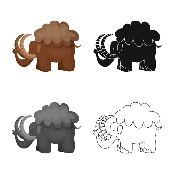 Diseño vectorial de mamut y signo animal. Conjunto de mamut y prehistoria símbolo de stock para web . — Archivo Imágenes Vectoriales