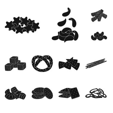 Parti ve pişirme işareti izole nesne. Web için parti ve gevrek stok sembolü koleksiyonu.