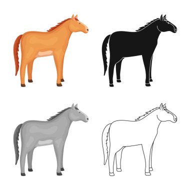 At ve hayvan işareti vektör illüstrasyon. Stok için at ve yetiştirme vektör simgesi koleksiyonu.