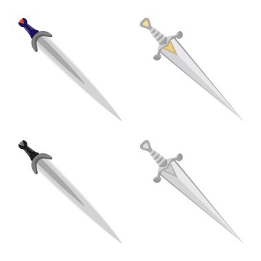 Oyun ve zırh sembolü yalıtılmış nesne. Web için oyun ve bıçak hisse senedi simgesi kümesi.