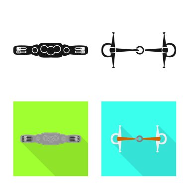 Ekipman ve Binicilik simge vektör tasarımı. Web için ekipman ve rekabet hisse senedi simgesi kümesi.