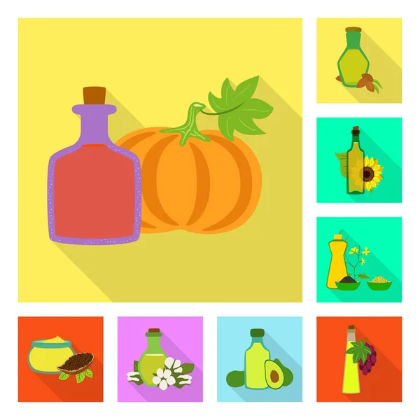 Illustrazione vettoriale di bottiglia e logo in vetro. Raccolta di bottiglie e stock di agricoltura simbolo per il web . — Vettoriale Stock