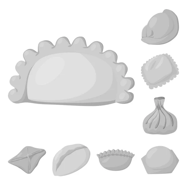 Vector illustration of dumplings and stuffed icon. Set of dumplings and dish vector icon for stock. — Stock Vector