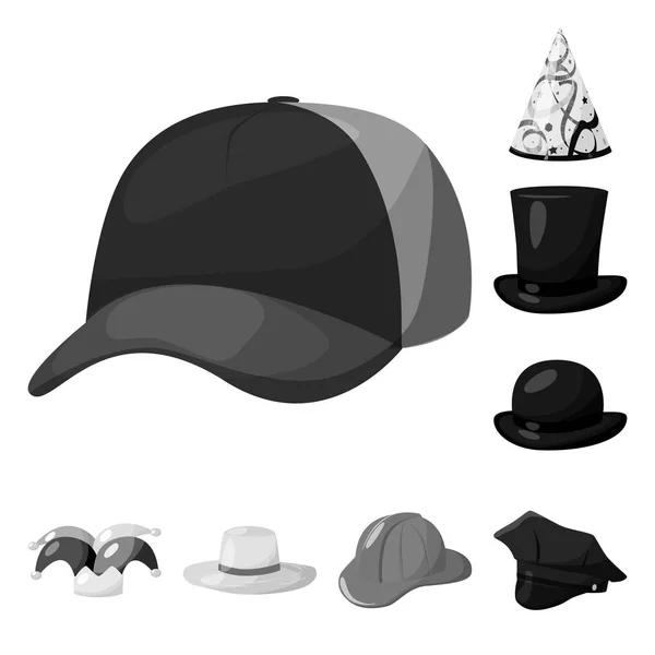 Ilustración vectorial del sombrero y el logotipo del casco. Conjunto de sombrero y profesión vector de stock ilustración . — Vector de stock