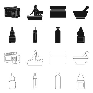 Perakende ve sağlık simge vektör Illustration. Hisse senedi için perakende ve sağlık vektör simge kümesi.