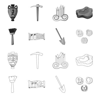 Hikaye ve öğeleri simge vektör tasarımı. Hikaye ve öznitelikleri hisse senedi vektör çizim seti.