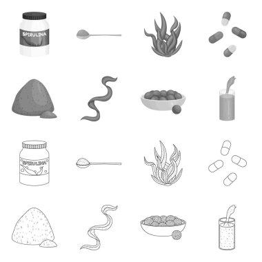 Protein ve deniz logo yalıtılmış nesne. Protein ve doğal hisse senedi vektör çizim koleksiyonu.