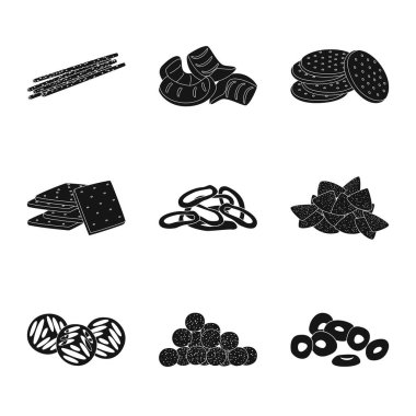 Parti ve pişirme işareti vektör illüstrasyon. Web için parti ve gevrek stok sembolü seti.