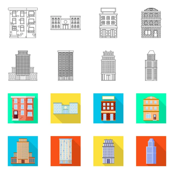 Diseño vectorial de símbolo municipal y central. Colección de icono vectorial municipal y patrimonial para stock . — Vector de stock