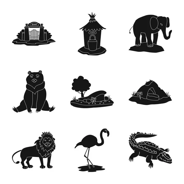 Illustrazione vettoriale della fauna e simbolo di intrattenimento. Raccolta di fauna e parco stock illustrazione vettoriale . — Vettoriale Stock