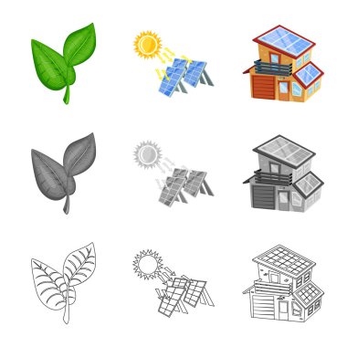 Yenilik ve teknoloji sembol yalıtılmış nesne. Yenilik ve hisse senedi için doğa vektör simge kümesi.