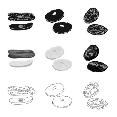 Gıda ve ham logo vektör çizimi. Web için gıda ve doğa hisse senedi simgesi kümesi.