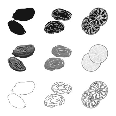 Gıda ve ham simge vektör tasarımı. Gıda kümesi ve hisse senedi için doğa vektör simgesi.