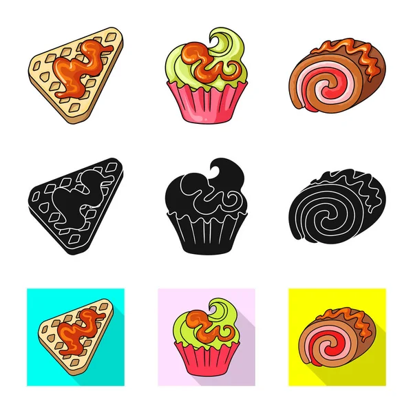 Elkülönített objektum cukrászat és kulináris szimbólum. Édesség- és termék tőzsdei szimbólum a web gyűjteménye. — Stock Vector