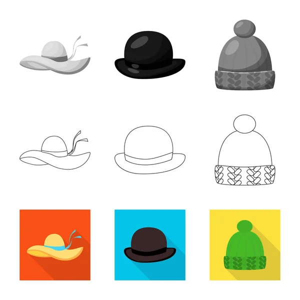 Conception vectorielle de vêtements et icône de casquette. Collection de vêtements et de bérets symbole de stock pour la toile . — Image vectorielle