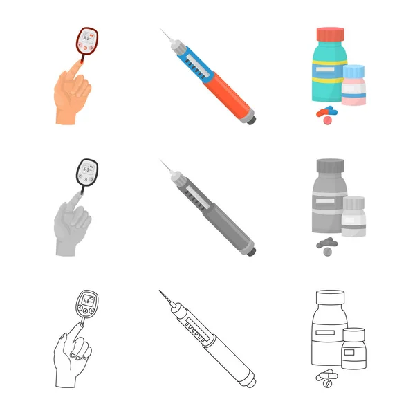 Illustration vectorielle de l'alimentation et icône de traitement. Ensemble d'icône de vecteur de régime et de médecine pour le stock . — Image vectorielle