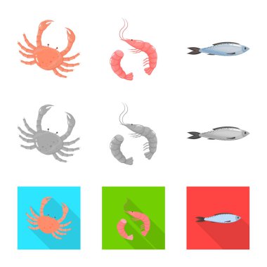 Taze ve restoran logo vektör Illustration. Taze ve deniz hisse senedi vektör çizim topluluğu.