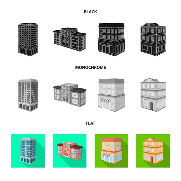 Ilustração vetorial do logotipo da construção e do edifício. Conjunto de construção e ilustração do vetor de estoque imobiliário . — Vetor de Stock