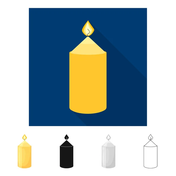 Vektor-Design von Kerze und aromatischem Symbol. Sammlung von Kerzen- und Zylinderstock-Vektorillustration. — Stockvektor