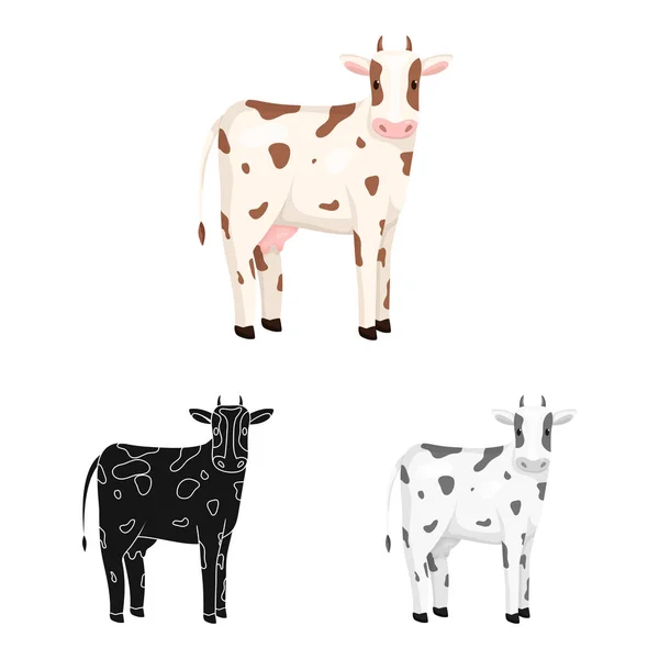 Disegno vettoriale del segno della mucca e del vitello. Raccolta di illustrazioni vettoriali sulle vacche e sulle scorte di latte . — Vettoriale Stock