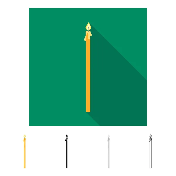 Design vettoriale della candela e dell'icona della chiesa. Raccolta di candele e icone vettoriali illuminate per magazzino . — Vettoriale Stock