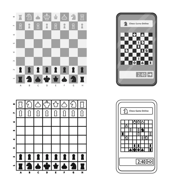 Objet isolé de checkmate et logo mince. Collecte de checkmate et symbole de stock cible pour le web . — Image vectorielle