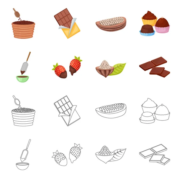 Objeto aislado de comida e ícono delicioso. Conjunto de comida y símbolo de stock marrón para web . — Vector de stock