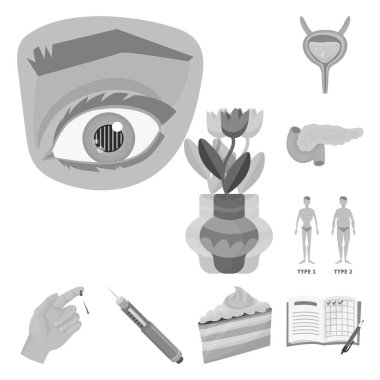 Sağlık ve diyet simgesi izole nesne. Stok için sağlık ve hastalık vektör simgesinin toplanması.