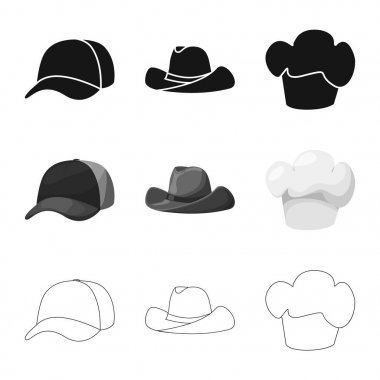 İllüstrasyon işareti giyim ve kap, vektör. Giyim ve web için bere hisse senedi simgesi.