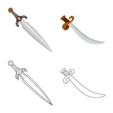 Oyun ve zırh logo vektör tasarımı. Web için oyun ve bıçak hisse senedi simgesi kümesi.