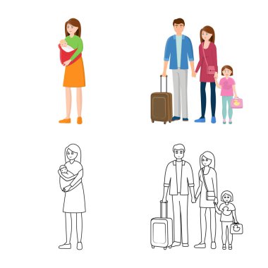 Karakter ve avatar logo yalıtılmış nesne. Web için karakter ve portre hisse senedi simgesi kümesi.